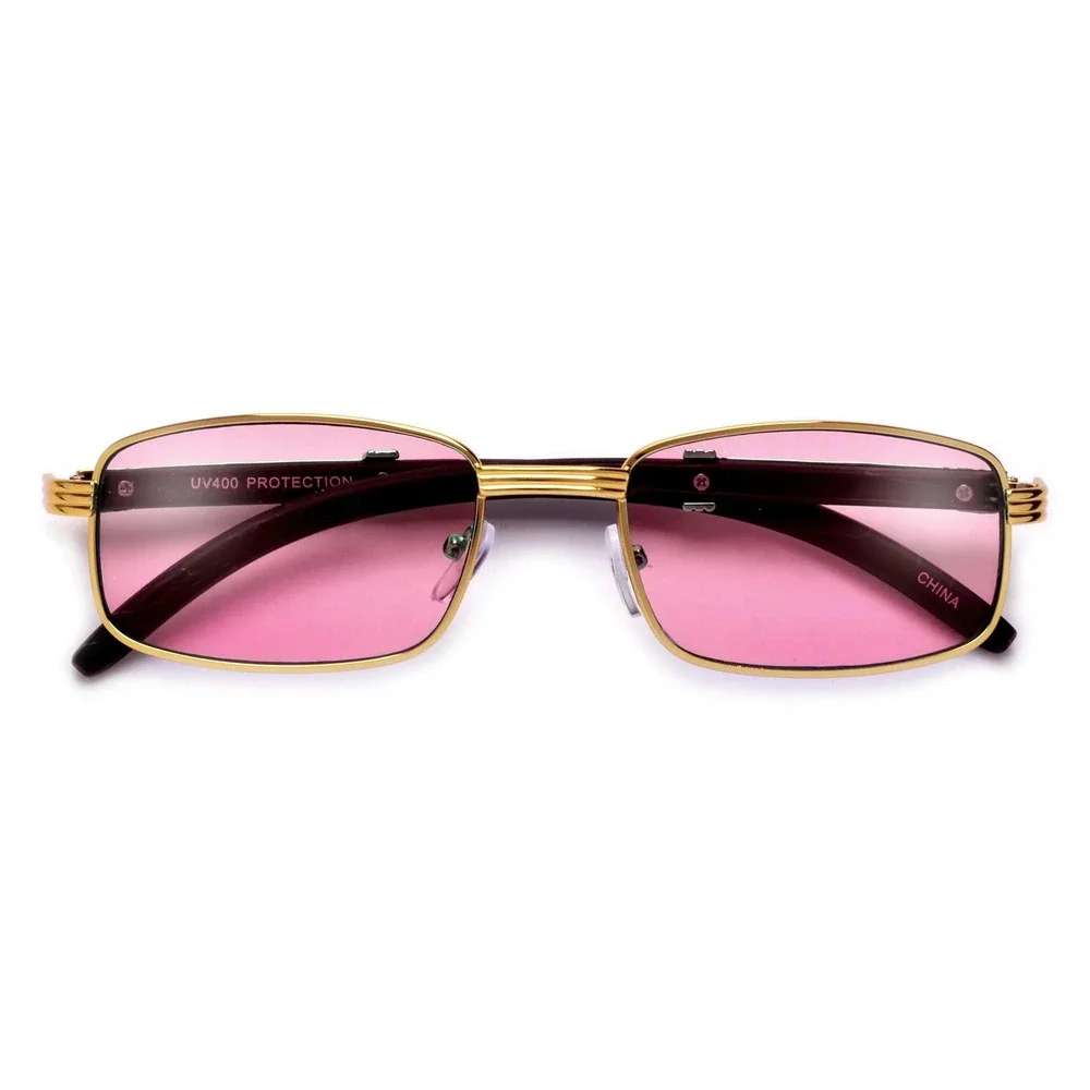 Pink Lens Sunglasses‎ Gold Frame UV400 Protection Fashion Shades Hip Hop Migos